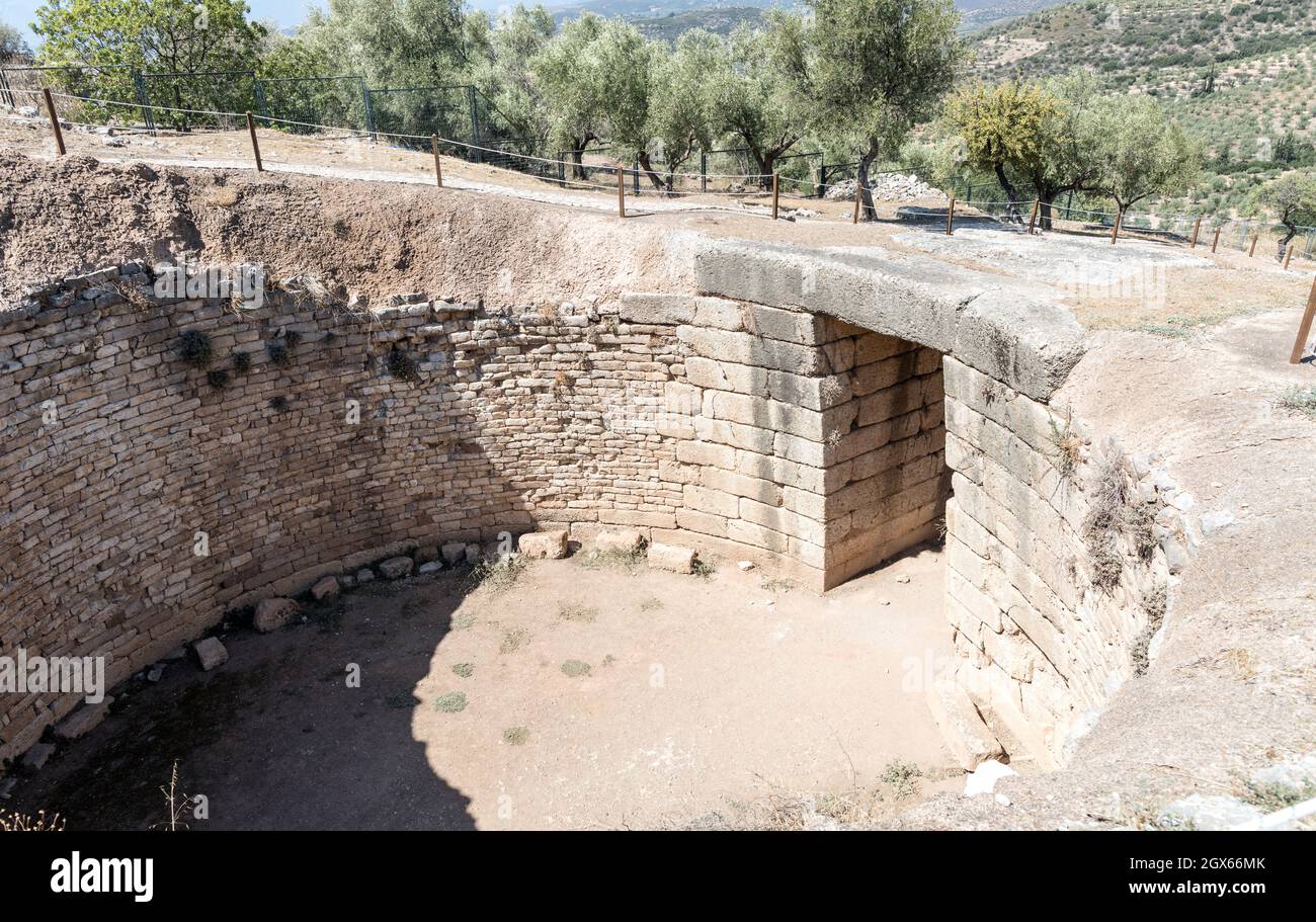 Tomba di sepoltura dal sito antico di Micene Grecia Foto Stock