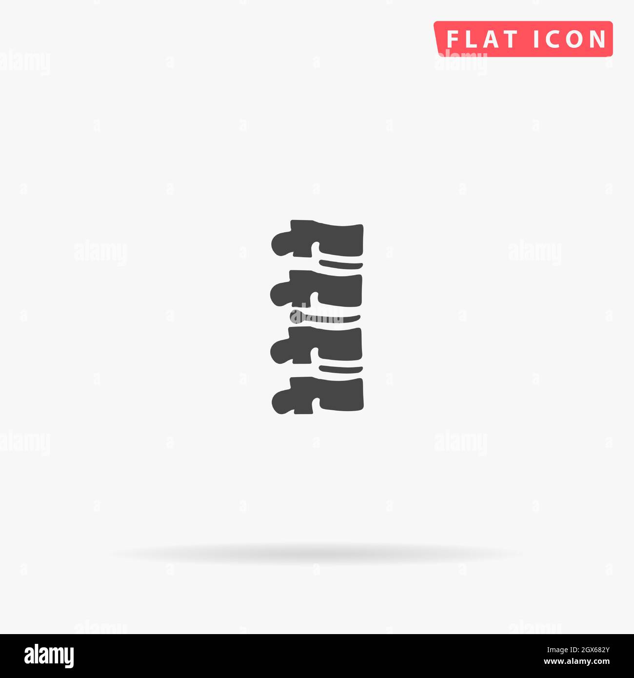 Icona del vettore piatto del disco intervertebrale erniato. Illustrazioni di disegno di stile disegnate a mano. Illustrazione Vettoriale