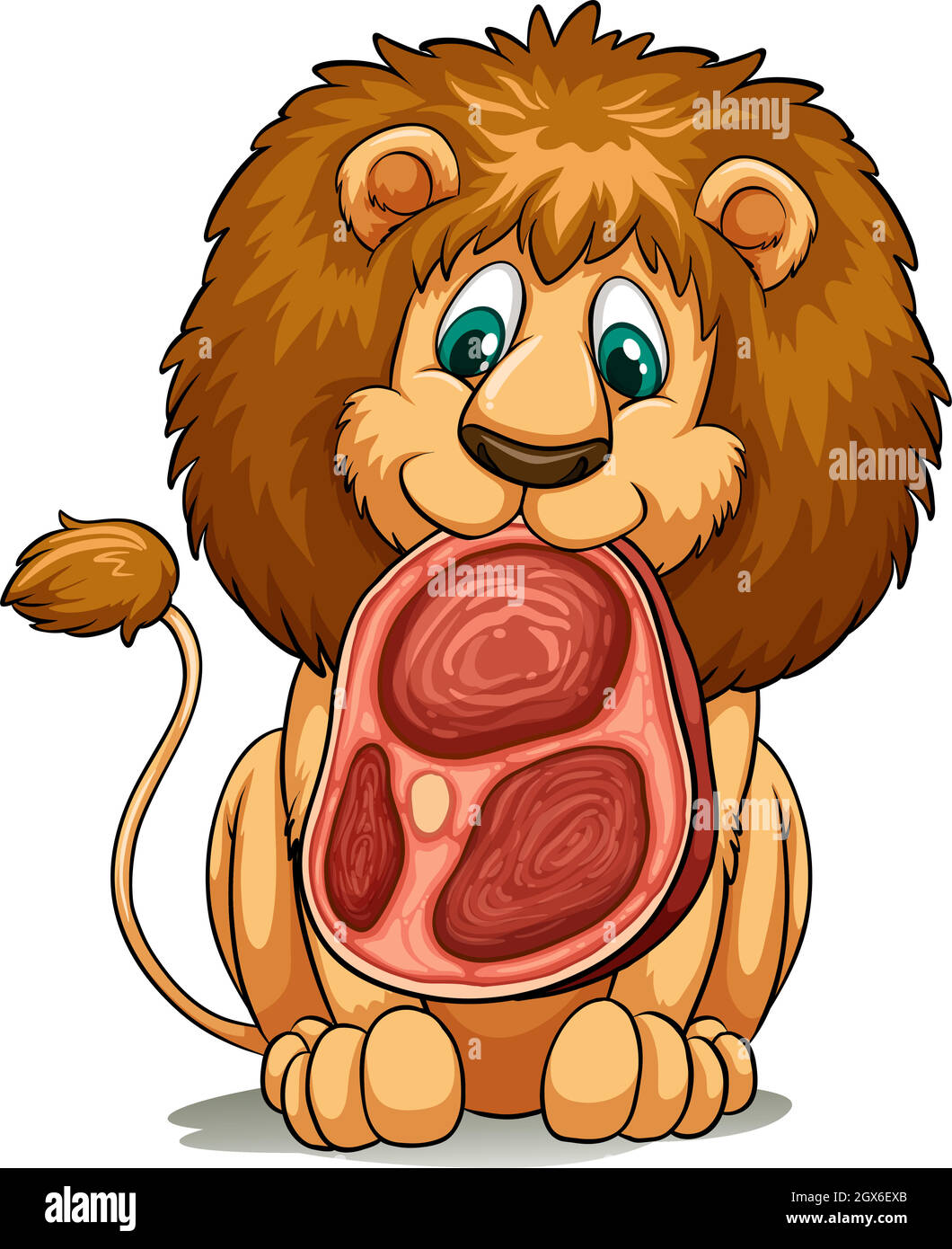 Un leone con una carne Illustrazione Vettoriale