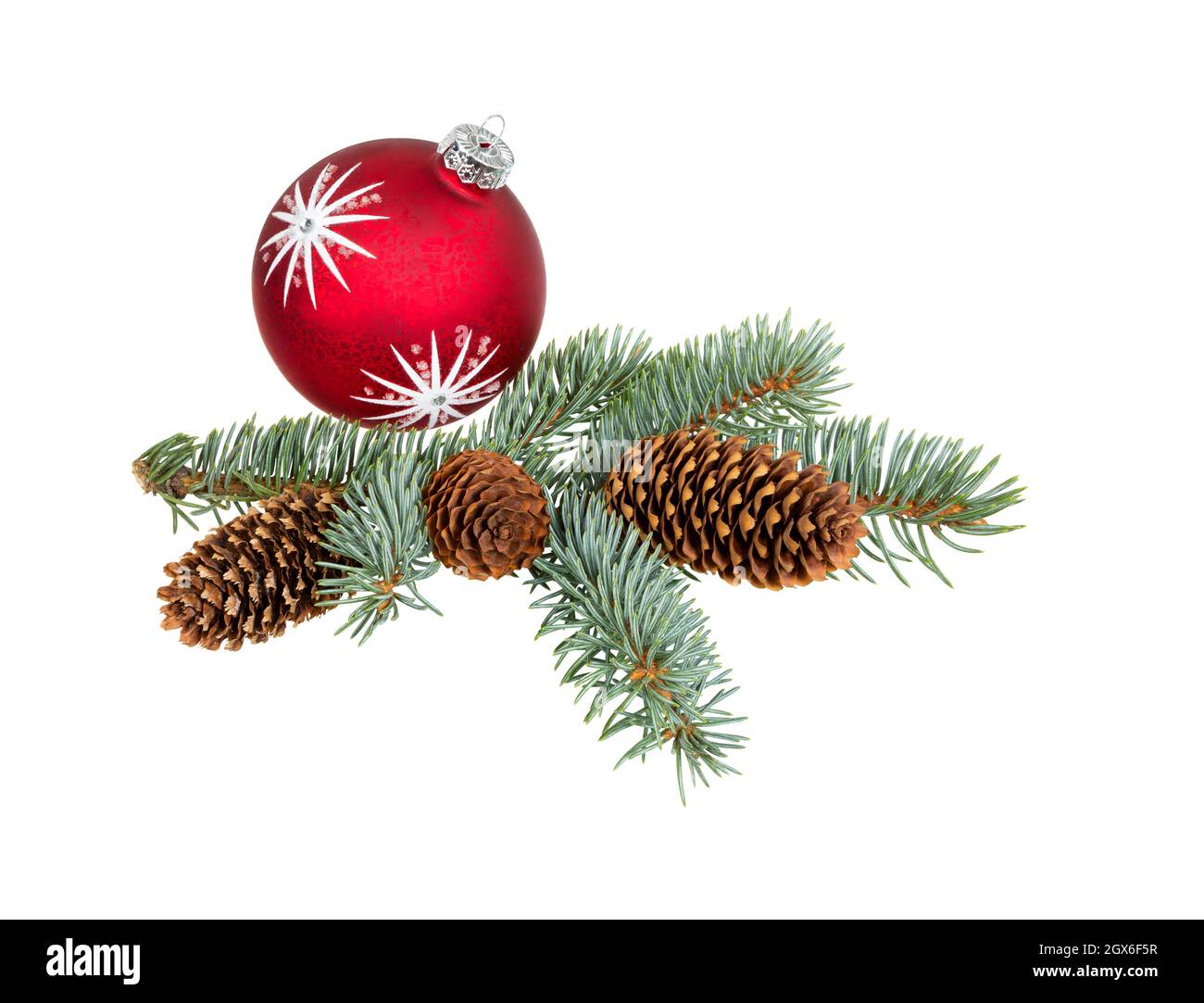Palla di Natale da albero di Natale primo piano. Ornamenti di Natale verde. Foto Stock