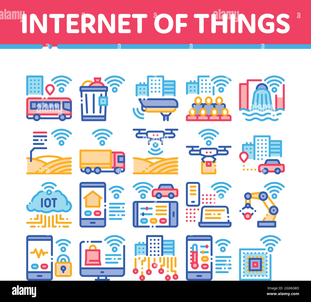 Internet of Things Collection icone Imposta vettore Illustrazione Vettoriale