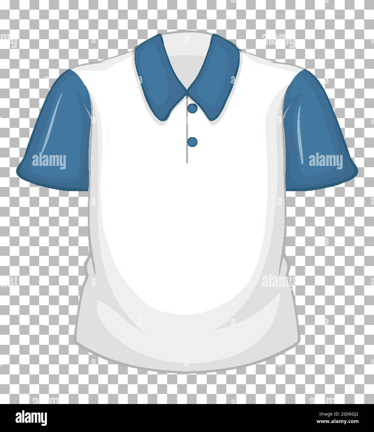 Camicia bianca vuota con maniche corte blu isolate su sfondo trasparente Illustrazione Vettoriale