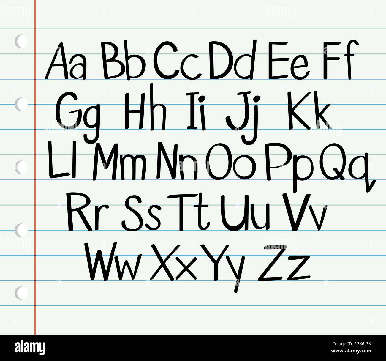 Alfabeto inglese scritto a mano in lettere maiuscole e minuscole Immagine e  Vettoriale - Alamy