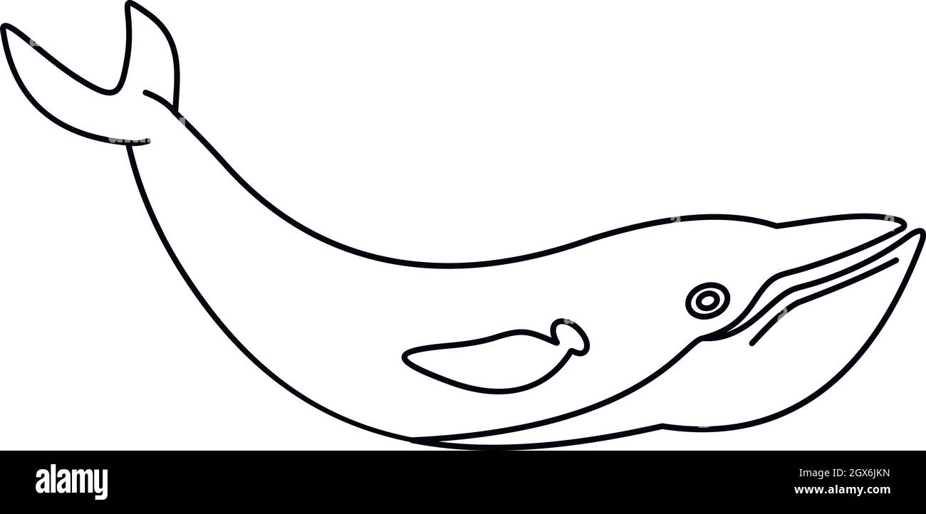 Balena icona pesce, stile contorno Illustrazione Vettoriale