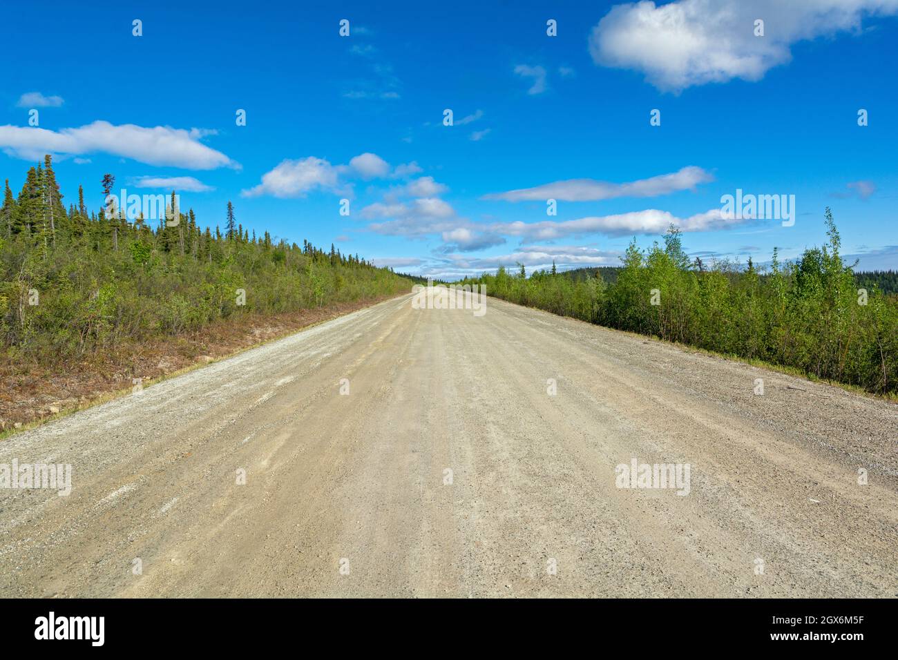 Canada, Yukon Territory, Top of the World Highway (nota anche come Yukon Hwy 9), 79 miglia. Principalmente strada ghiaia collega West Dawson con l'Alaska Foto Stock