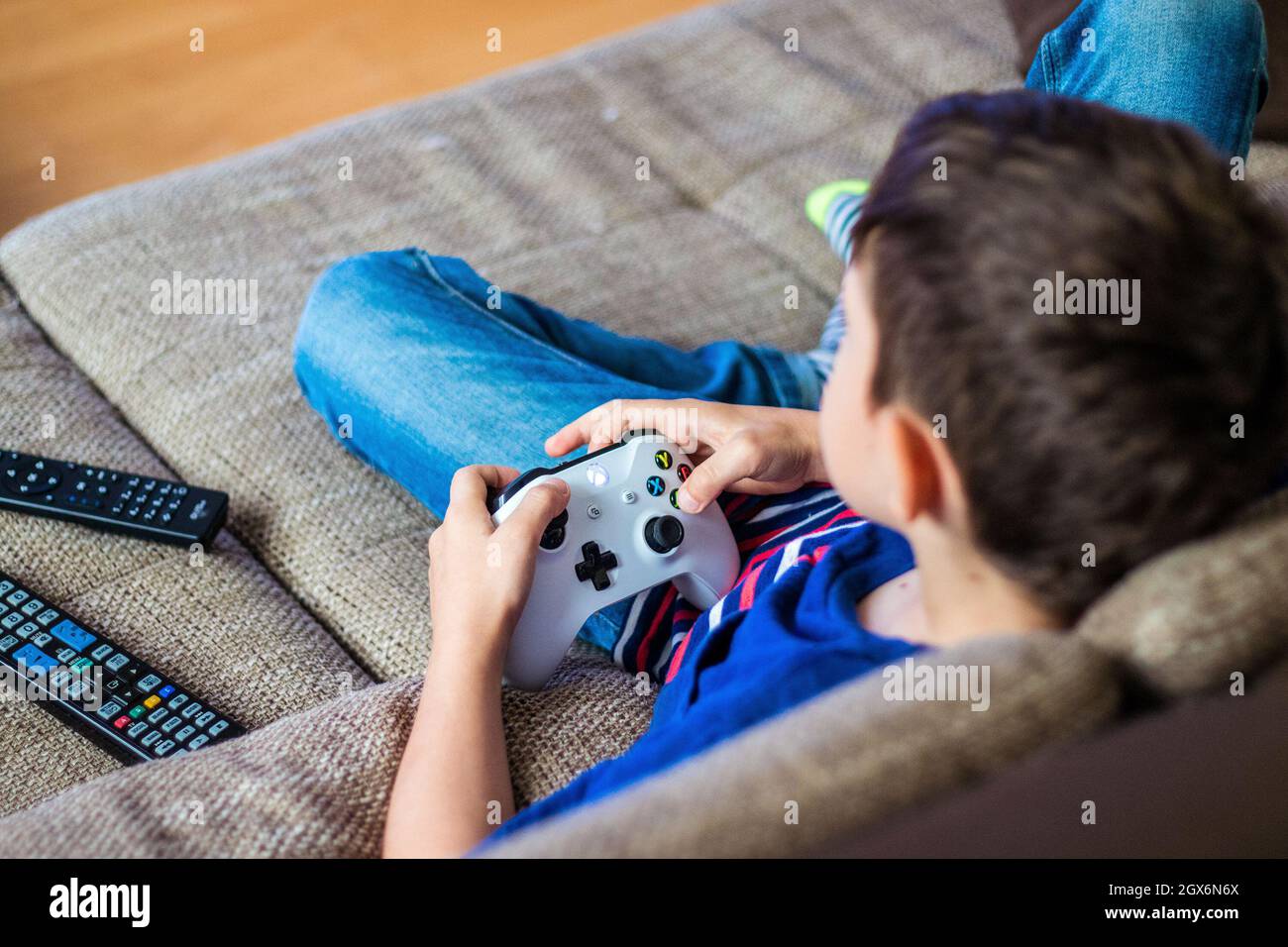 Xbox è un marchio di videogiochi creato e di proprietà di Microsoft degli Stati Uniti Foto Stock