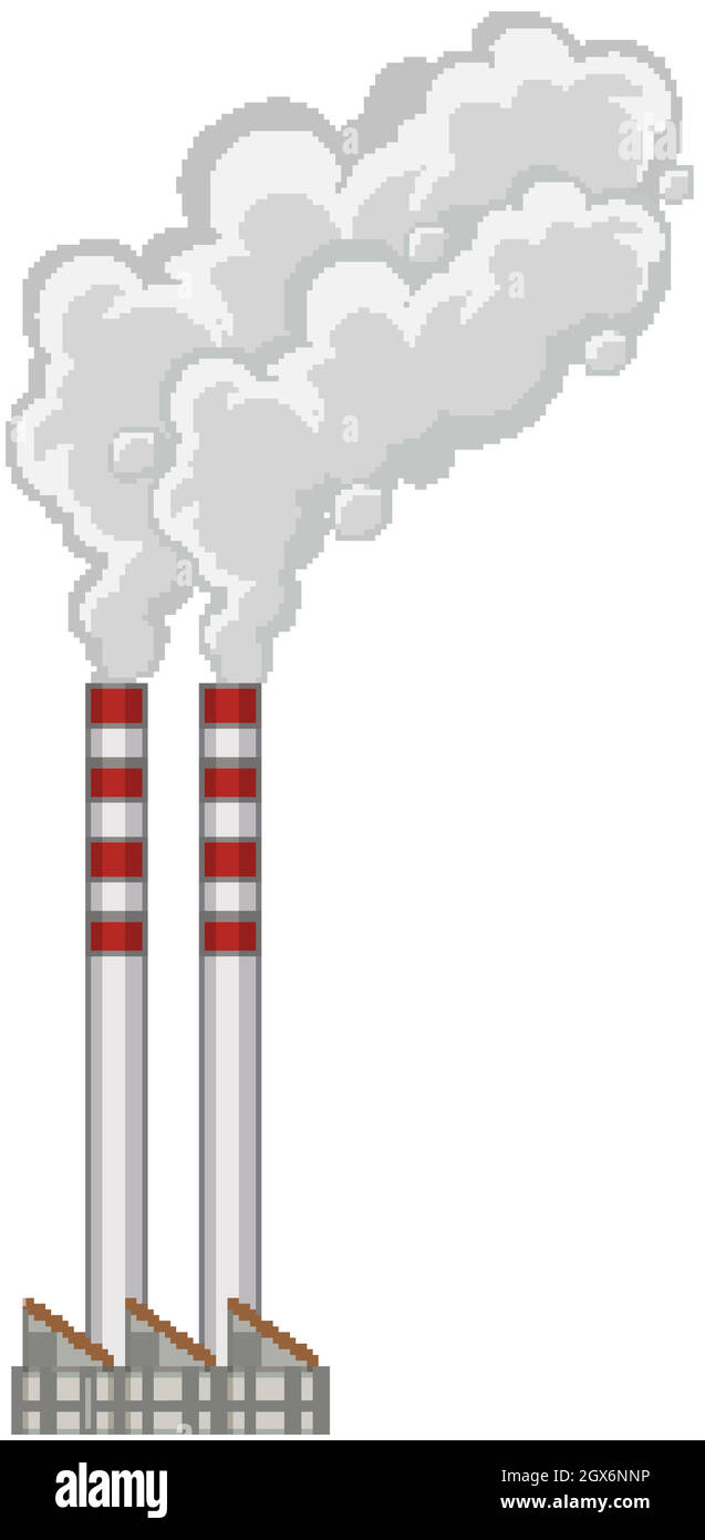 Camini di fabbrica con fumo che esce Illustrazione Vettoriale