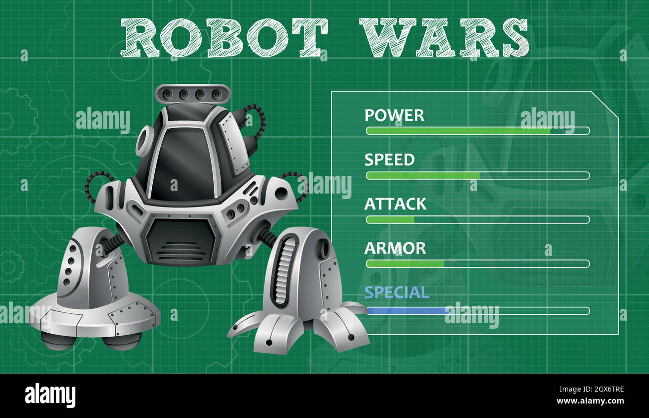 Design del robot con caratteristiche speciali Illustrazione Vettoriale