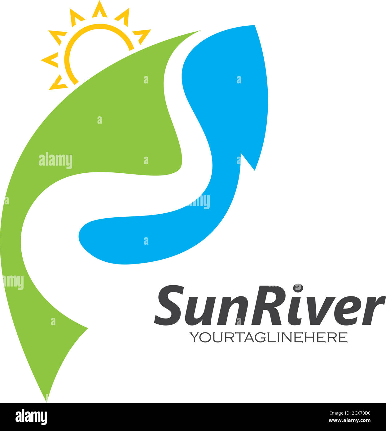 immagine vettoriale dell'icona del logo sun river Illustrazione Vettoriale