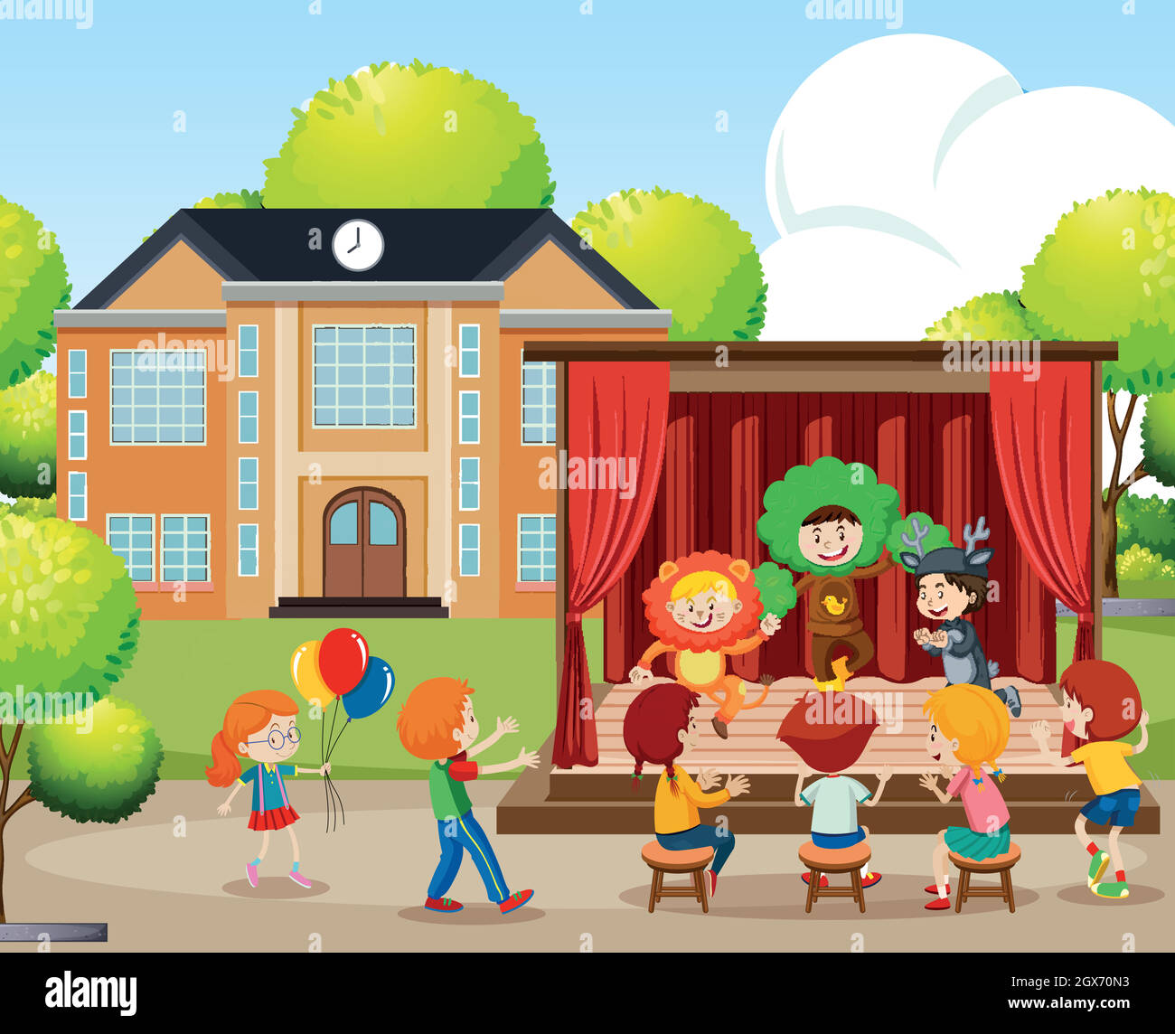 I bambini di eseguire sul palco Illustrazione Vettoriale