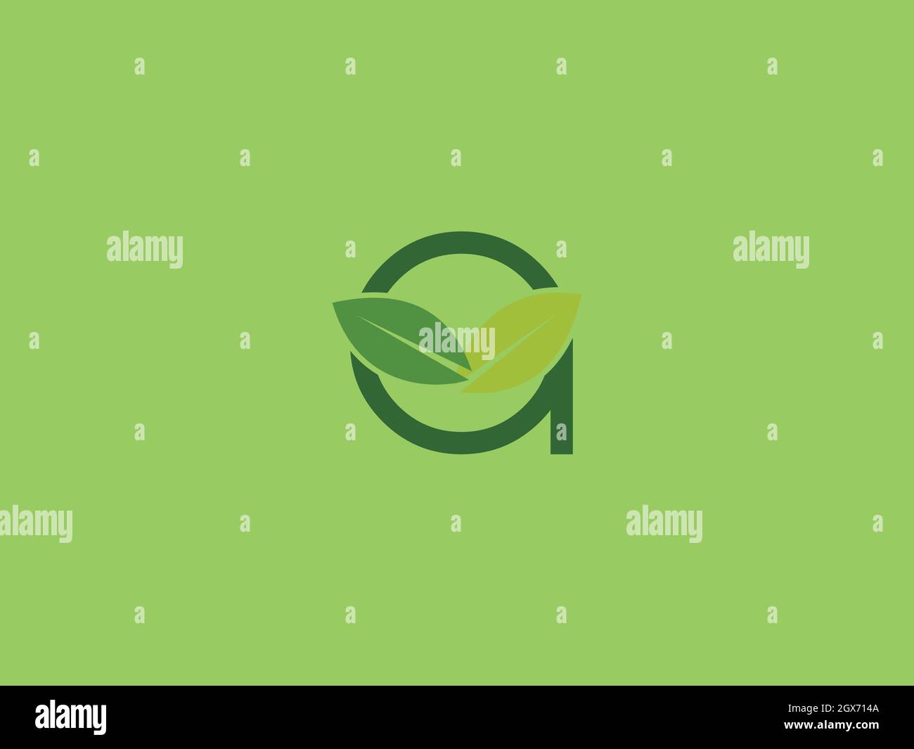 LE LETTERE Y E UN LOGO CON L'ICONA A FORMA DI FOGLIA PER L'USO ILLUSTRATIVO Illustrazione Vettoriale