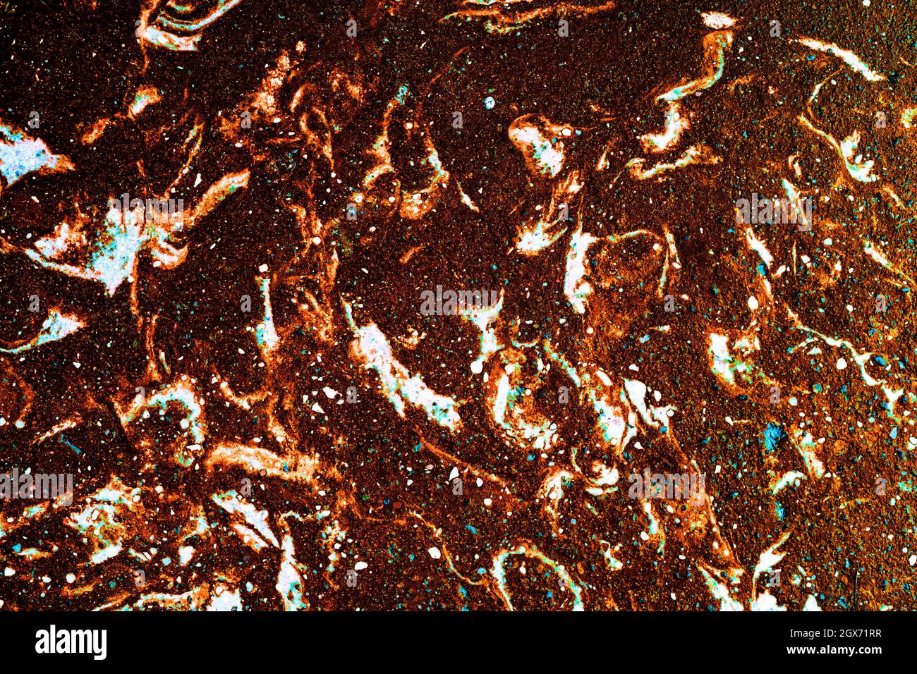 Uno sfondo astratto o fantascientistico o texture con colori psichedelici Foto Stock