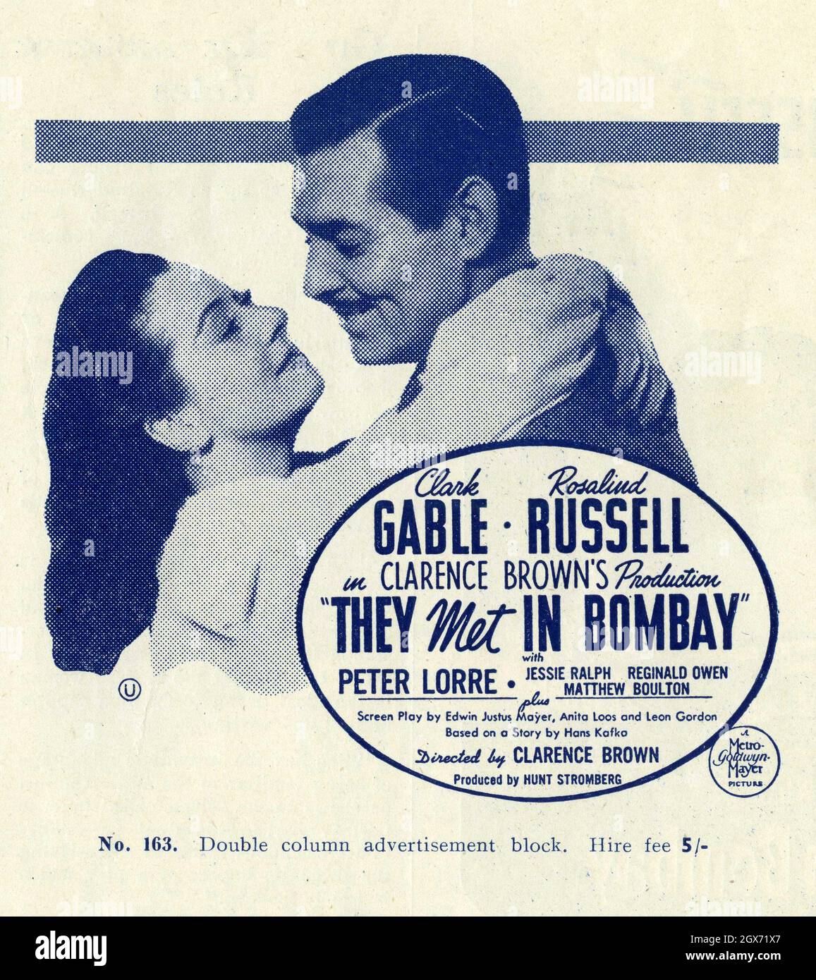 CLARK GABLE e ROSALIND RUSSELL si SONO INCONTRATI IN BOMBAY 1941 regista CLARENCE BROWN sceneggiatura Edwin Justus Mayer Anita loos e Leon Gordon basato su una storia di John H. Kafka Gowns Gilbert Adrian produttore Hunt Stromberg Metro Goldwyn Mayer Foto Stock