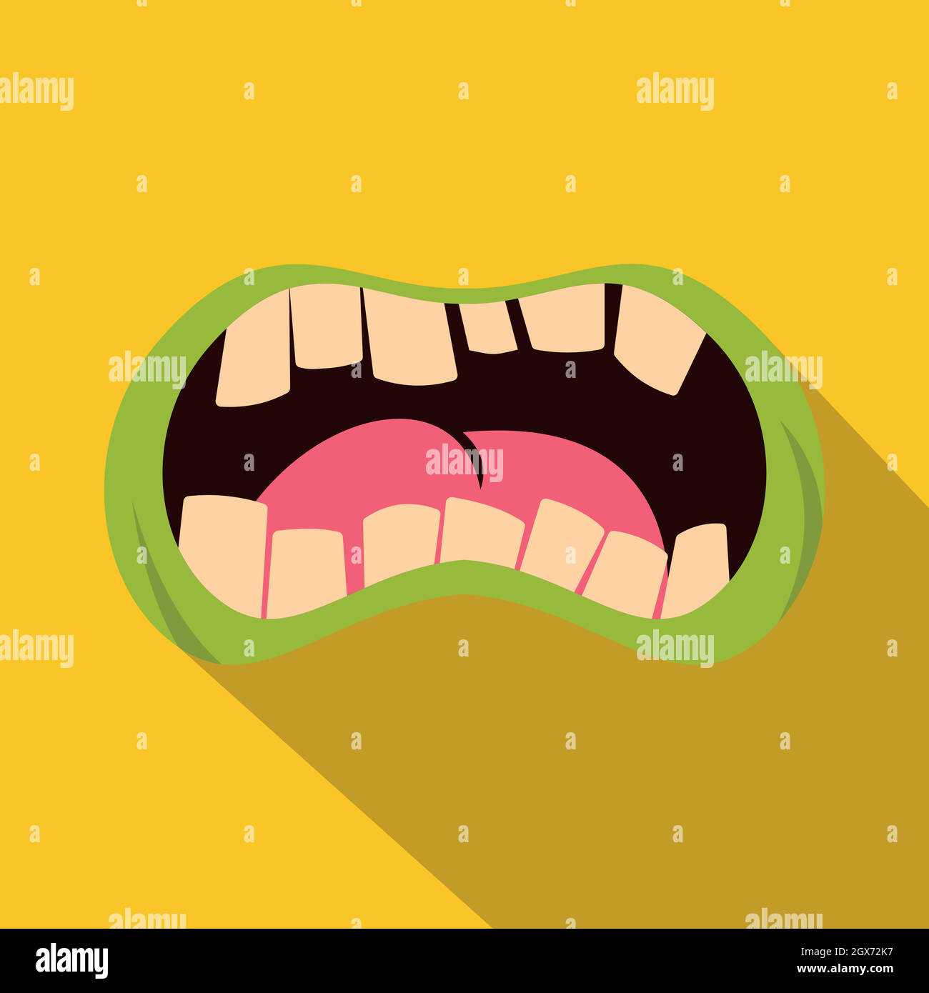 Aprire bocca zombie icona, stile piatto Illustrazione Vettoriale