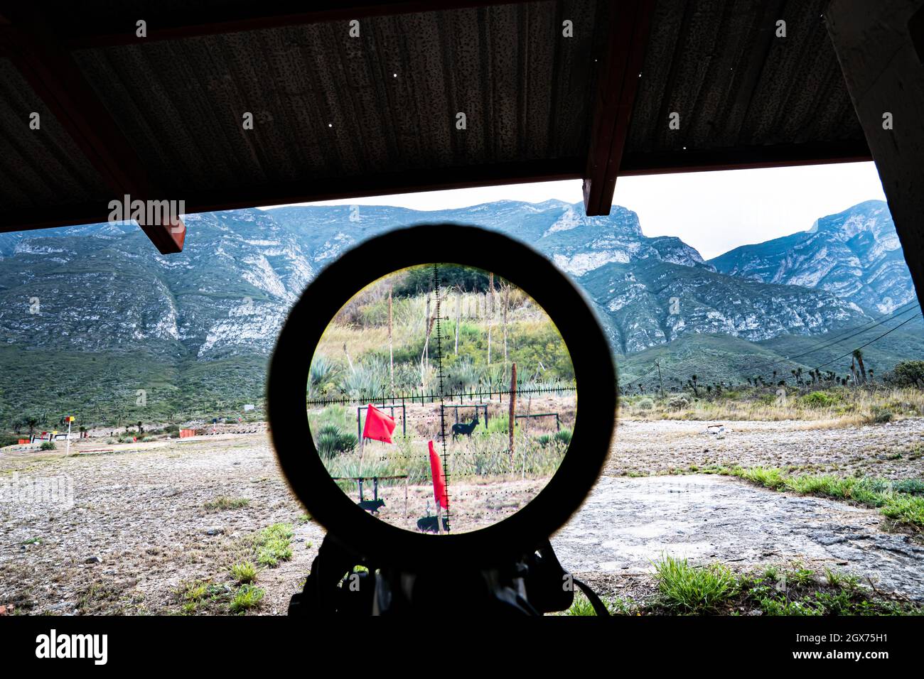 Tiro a lungo raggio sul lato della montagna Foto Stock