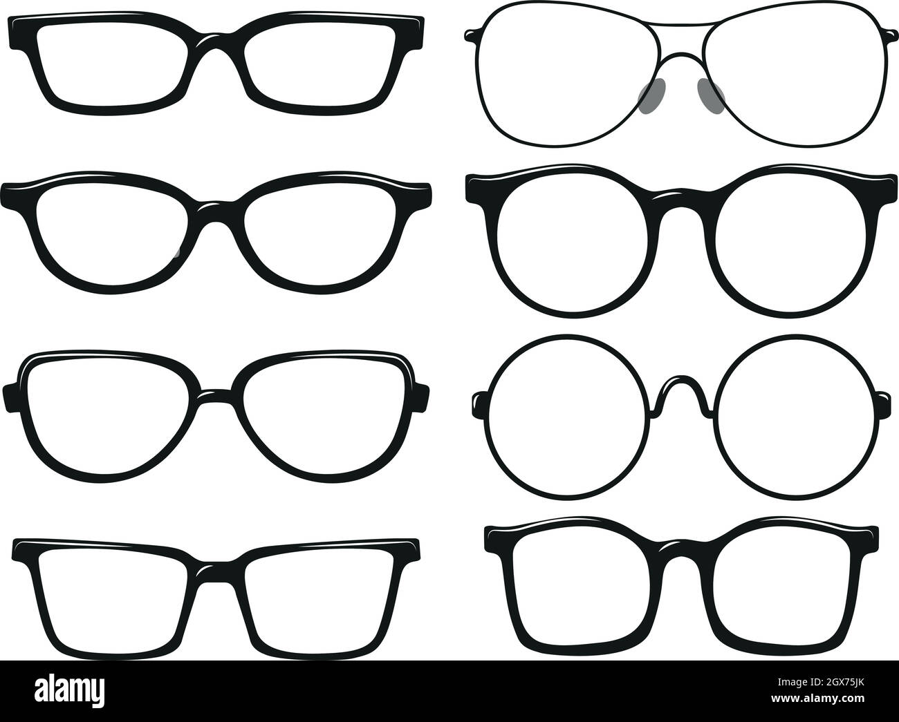 Design diverso di montature per occhiali Immagine e Vettoriale - Alamy