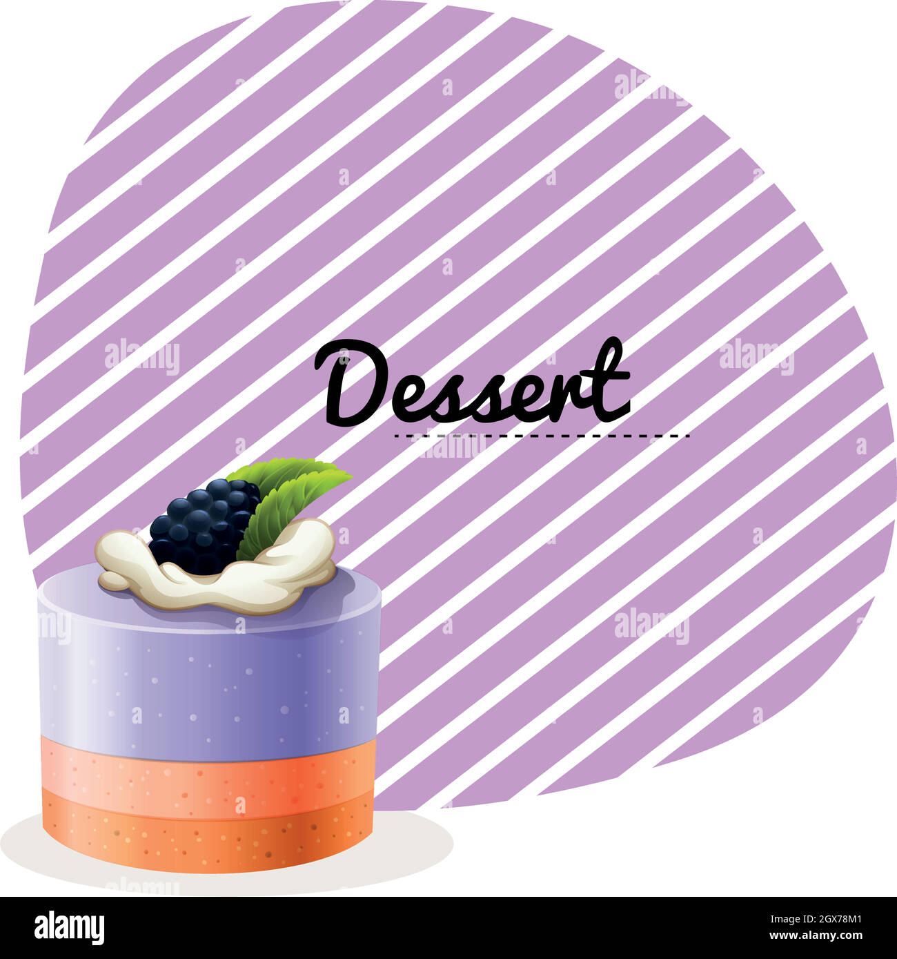 Torta al mirtillo e disegno del testo Illustrazione Vettoriale