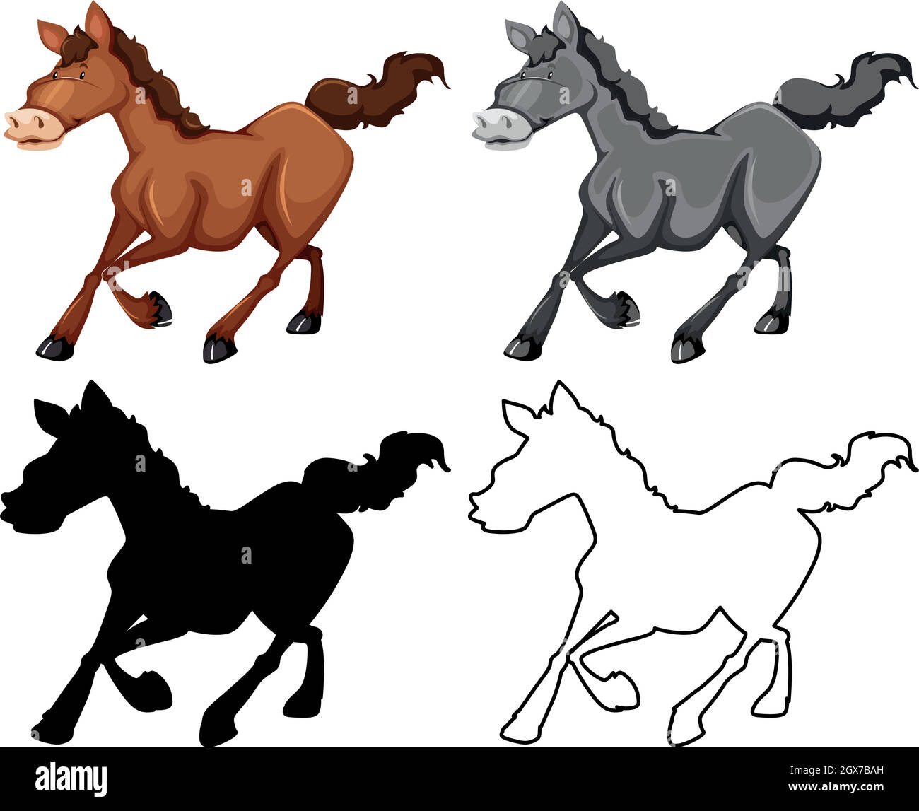 Set di caratteri cavallo Illustrazione Vettoriale