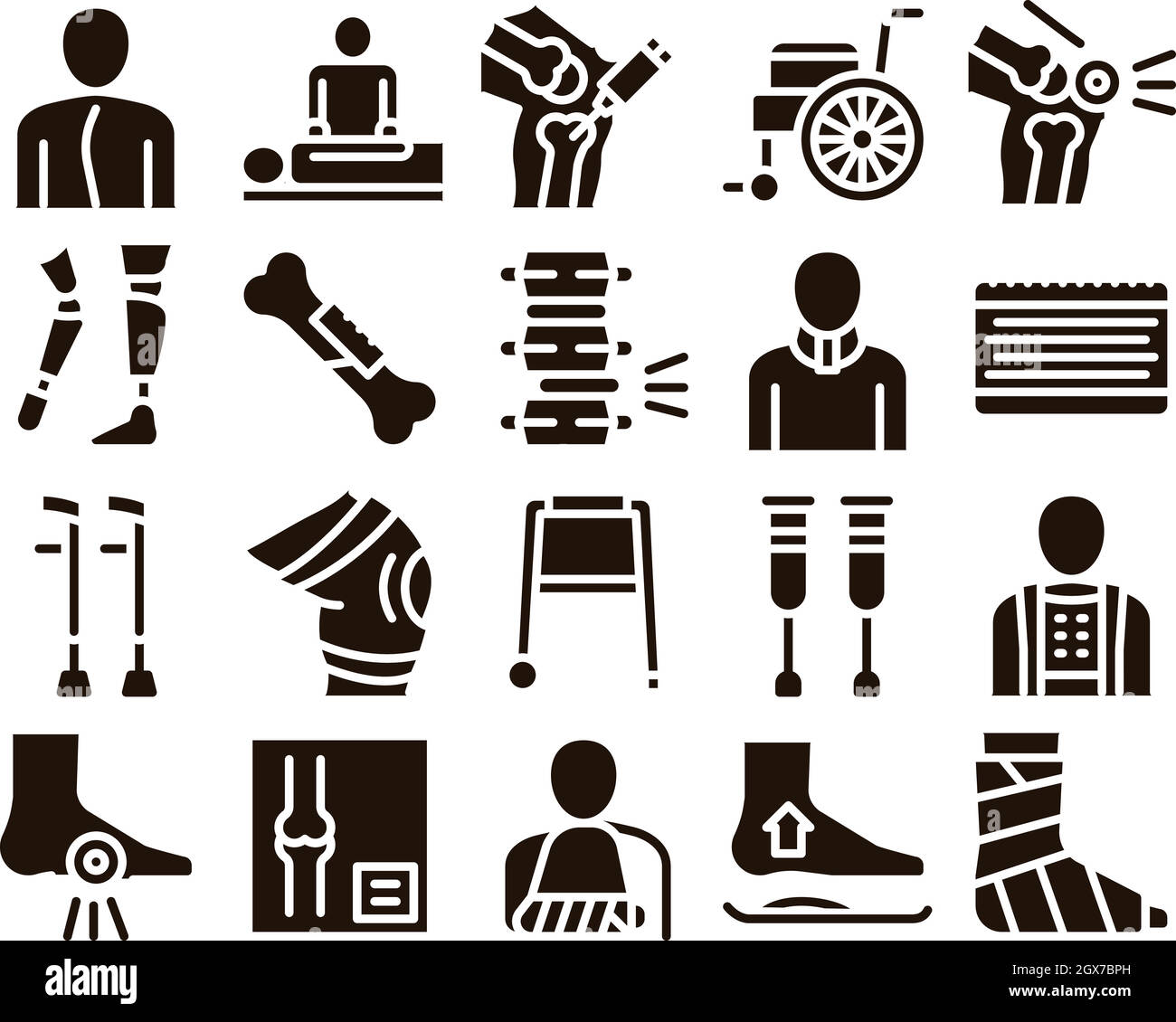 Raccolta ortopedico elementi vettoriali set di icone Illustrazione Vettoriale