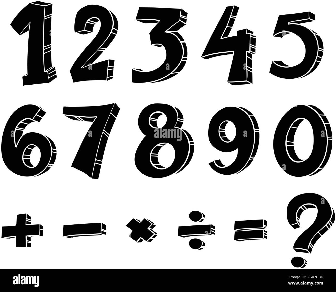 Cifre numeriche e operazioni matematiche Illustrazione Vettoriale