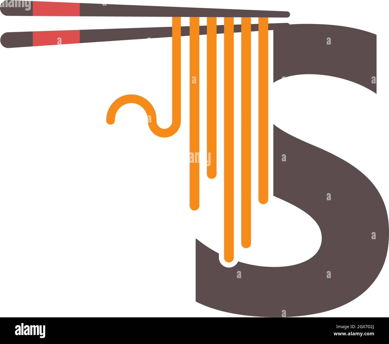 Lettera S con bacchette e logo con icona a forma di tagliatappi Illustrazione Vettoriale