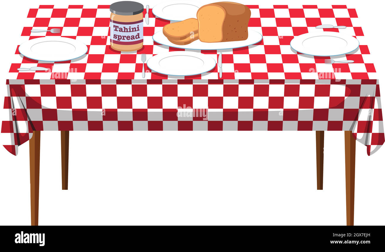 Un tavolo per la colazione su sfondo bianco Illustrazione Vettoriale