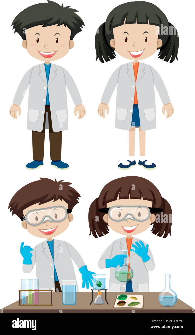 Scienziati che indossano cappotti bianchi Illustrazione Vettoriale