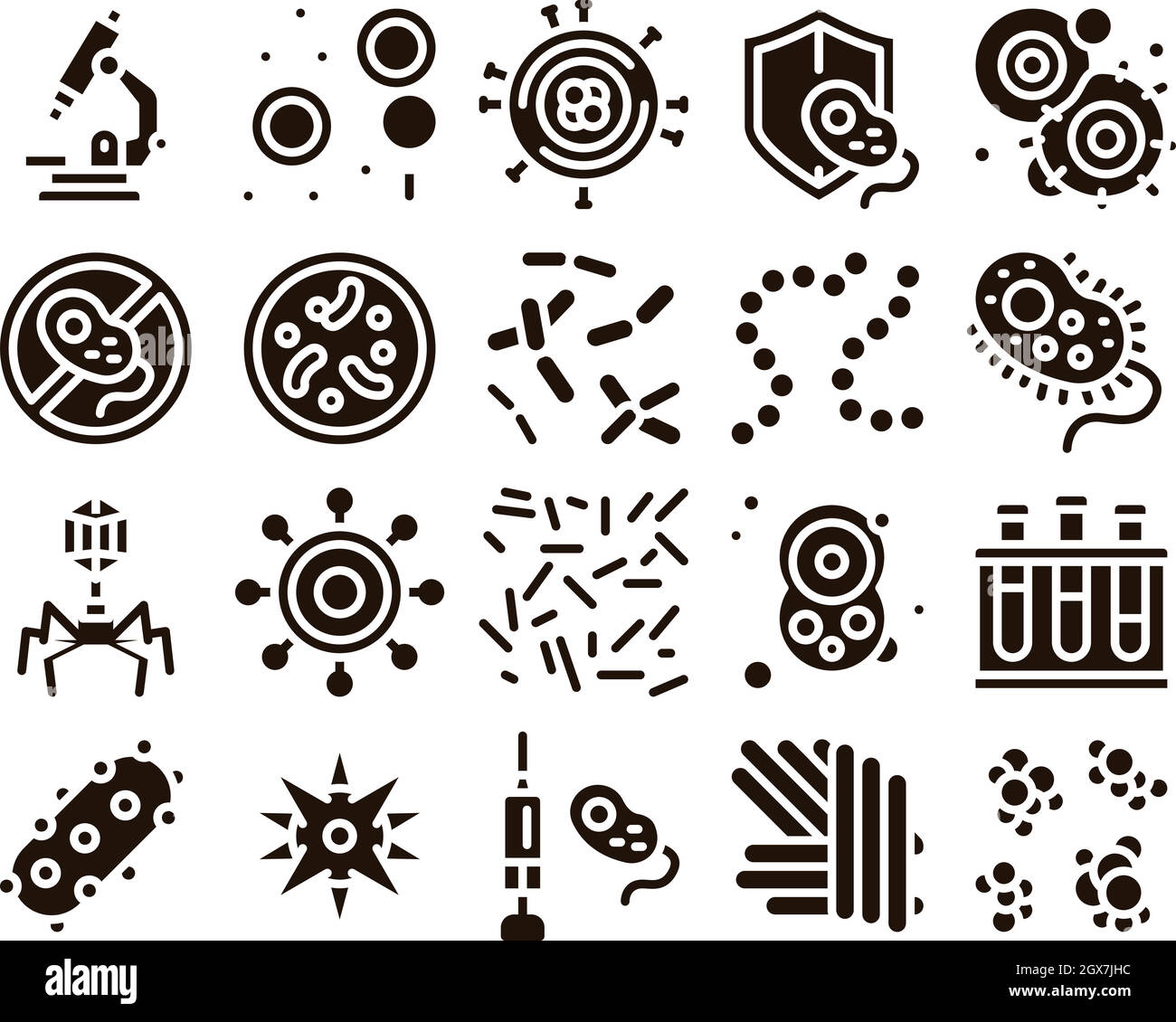 Set di icone dei segni vettoriali degli elementi patogeni Illustrazione Vettoriale