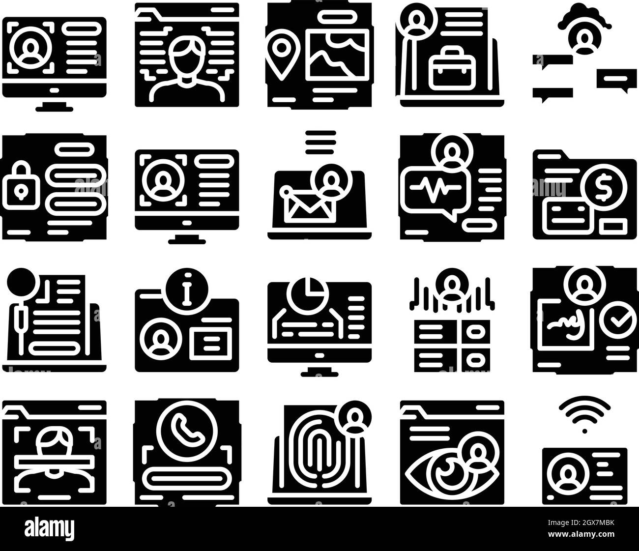 Illustrazione di Digital Identity User Glyph Set Vector Illustrazione Vettoriale