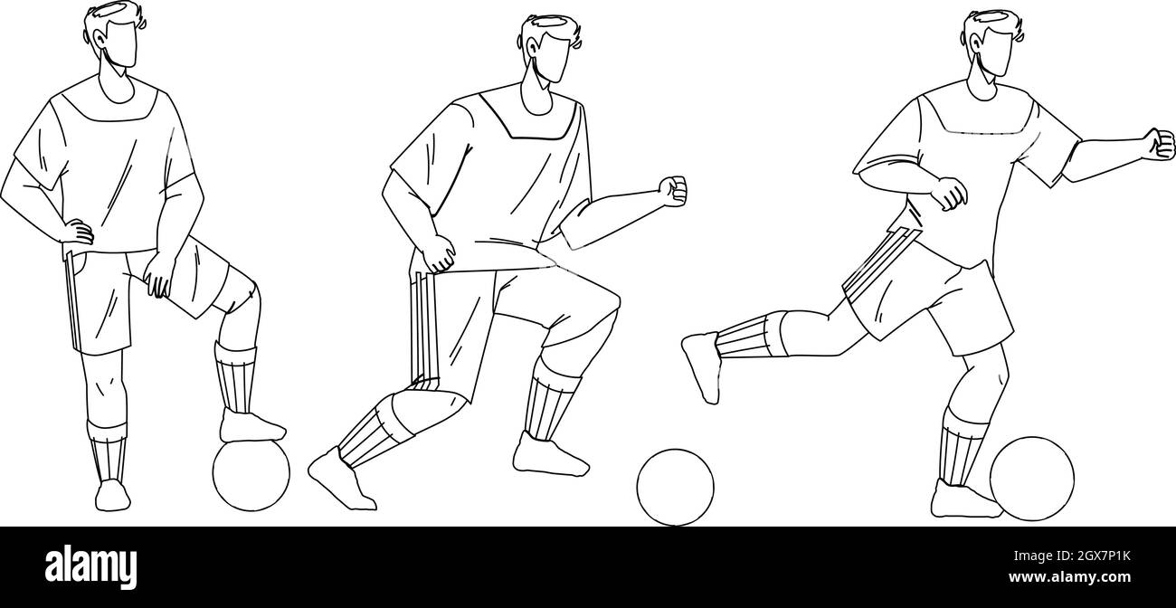 Giocatore di calcio che gioca e Kicking Ball Vector Illustrazione Vettoriale