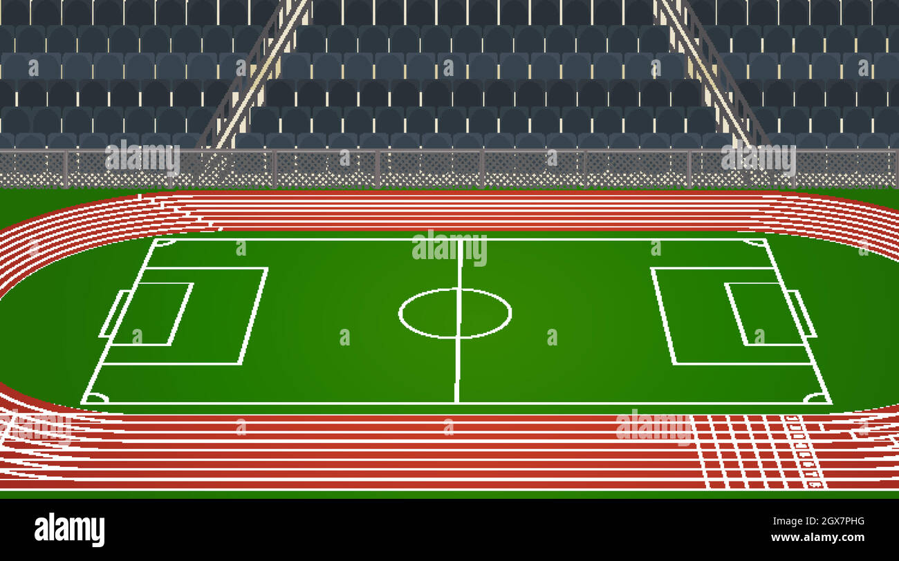 Scena di fondo di campo di calcio e stadio Illustrazione Vettoriale