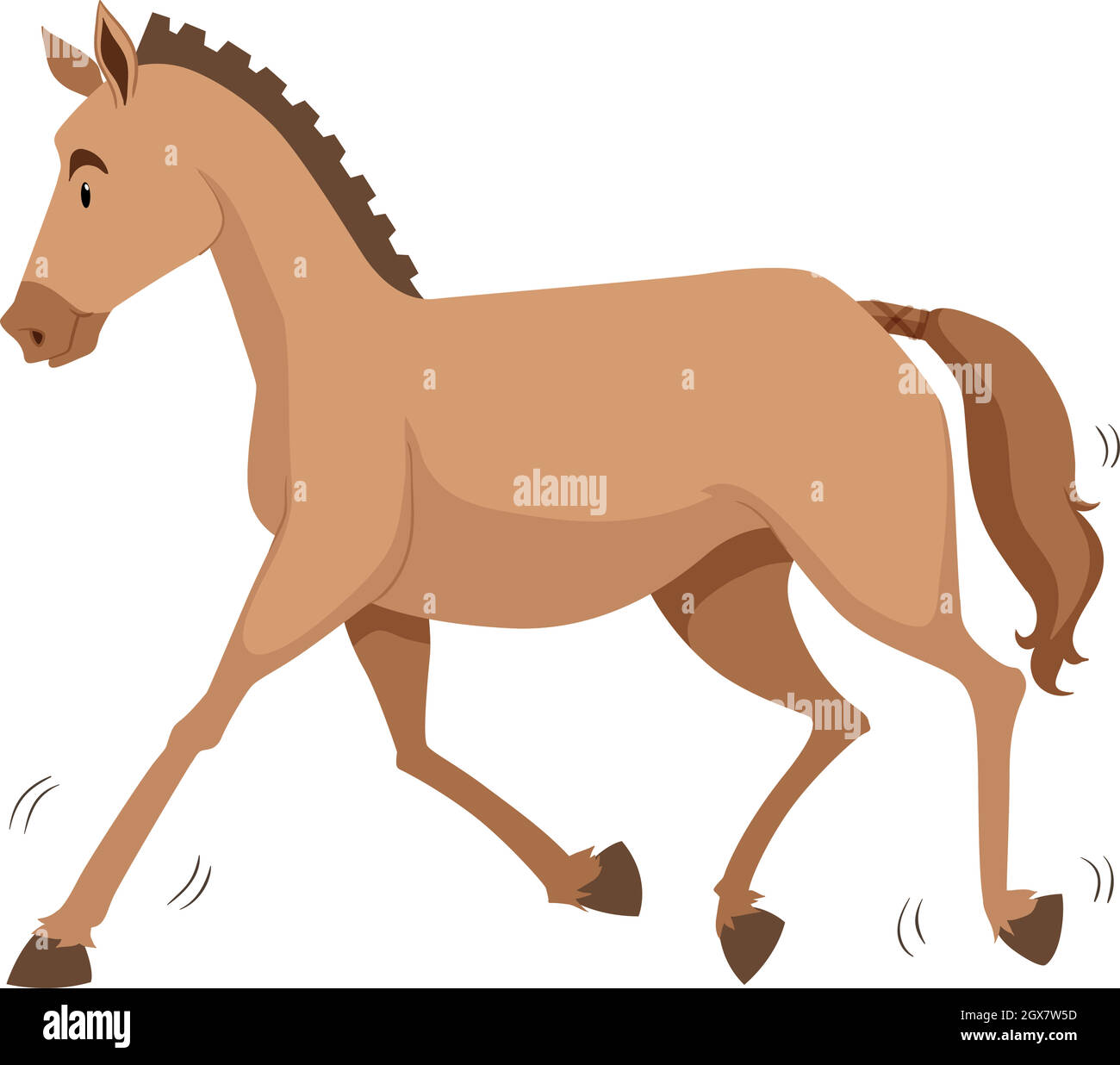 Cavallo marrone che corre da solo Illustrazione Vettoriale