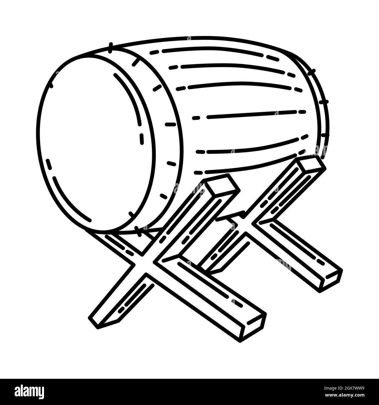 EID Drum fa parte di Musulmani adorazione attrezzatura disegnata a mano icona Set Vector. Illustrazione Vettoriale