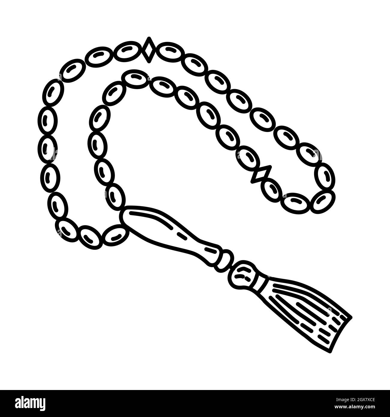 I Beads di preghiera fa parte del culto musulmano attività disegnata a mano icona insieme Vector. Illustrazione Vettoriale