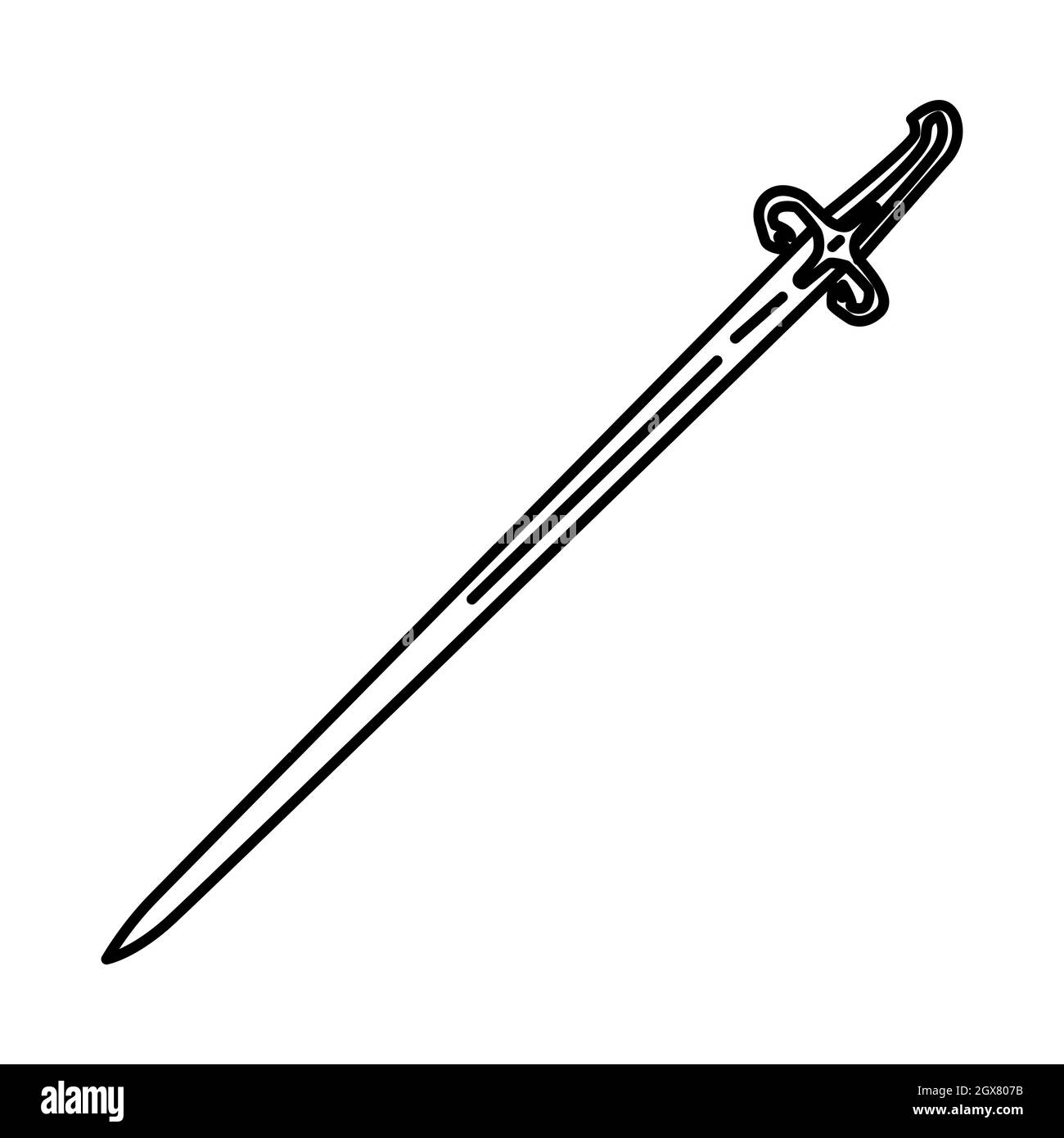 Ma thur al-Fijar Profeta Muhammad spada storica parte di oggetti storici musulmani icone disegnate a mano set Vector. Illustrazione Vettoriale