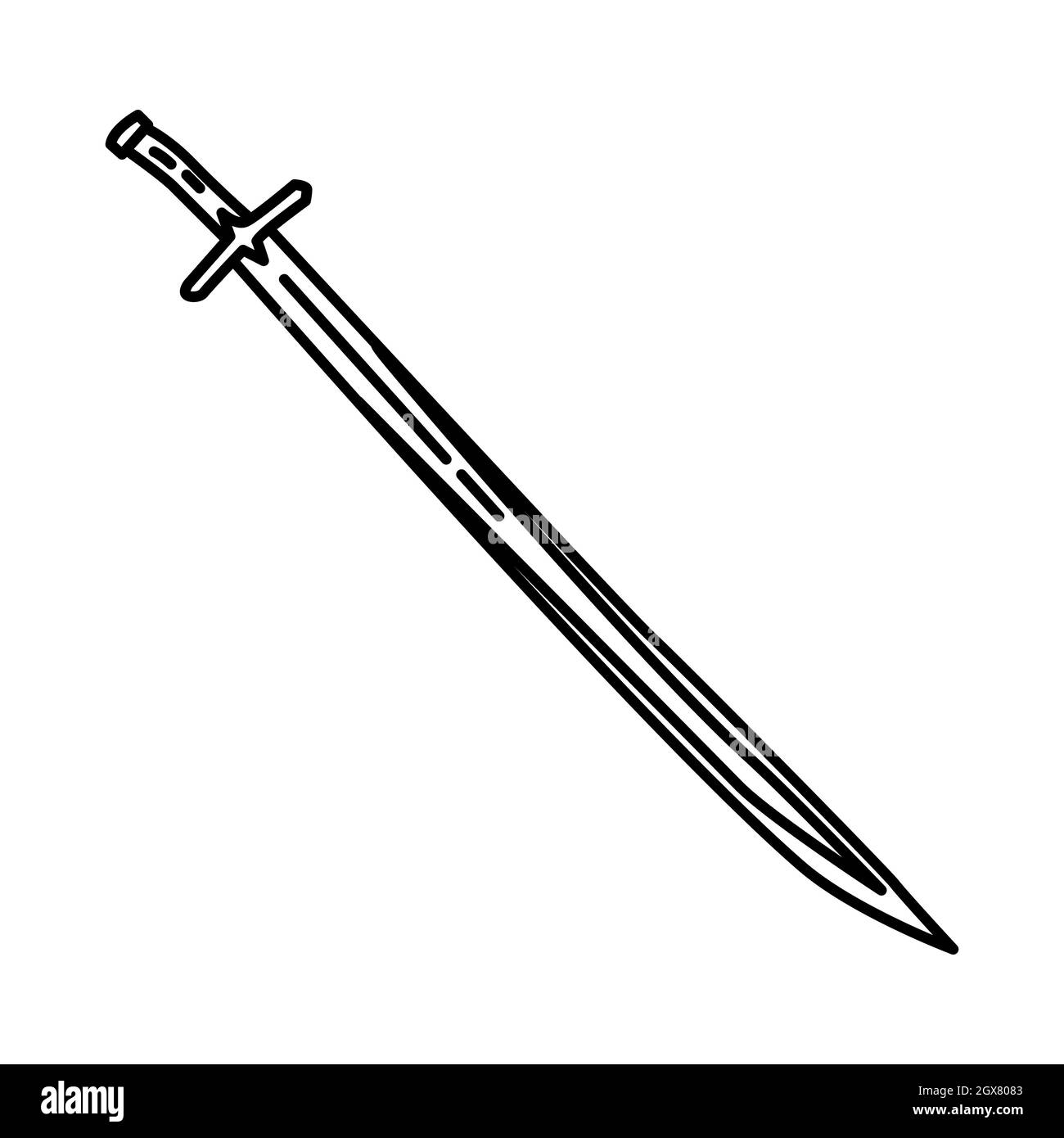 Mehmed 2 Sword parte storica di oggetti storici musulmani disegno a mano icona set Vector. Illustrazione Vettoriale