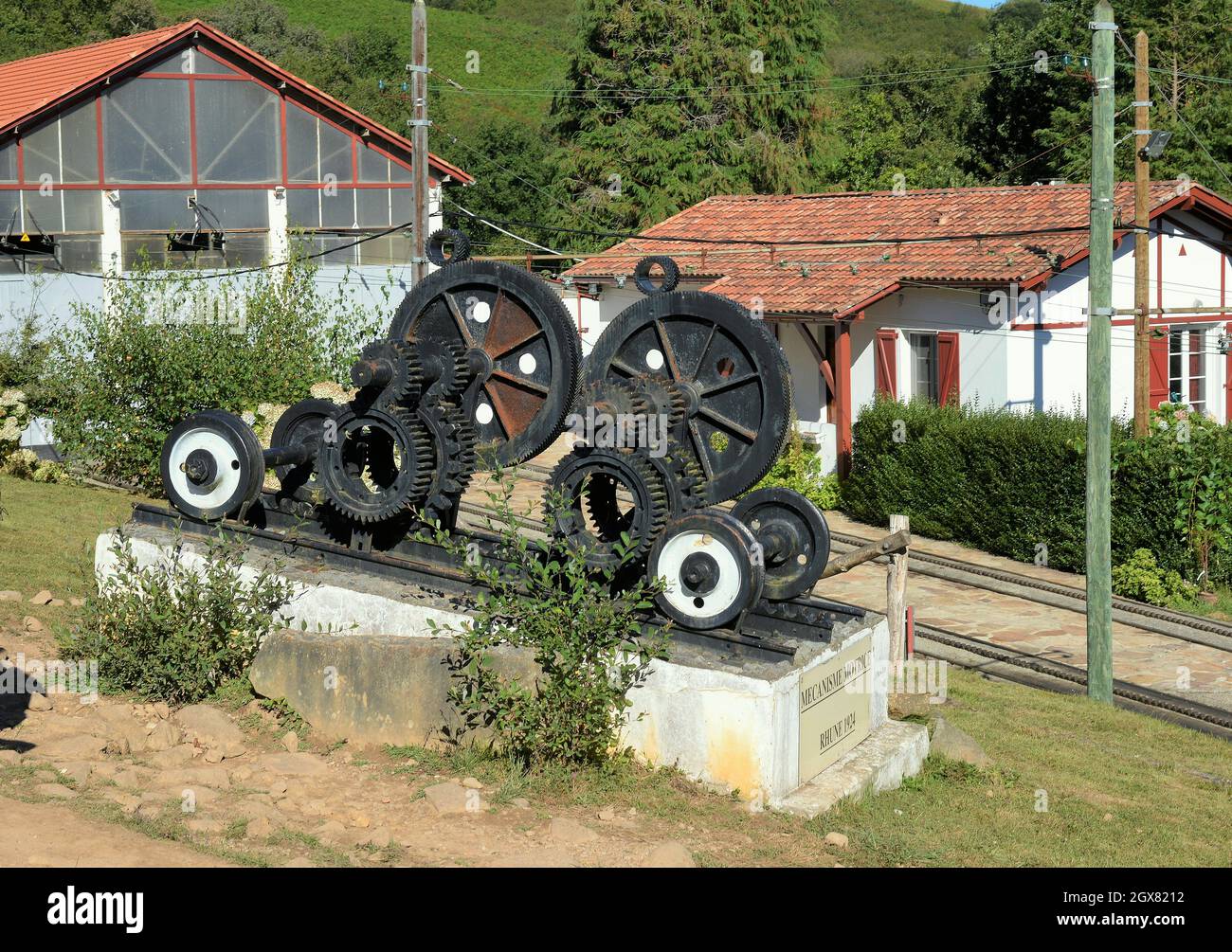 Rack Railway de la Rhune situato nel villaggio di Sare nella regione della Nuova Aquitania, Francia Foto Stock