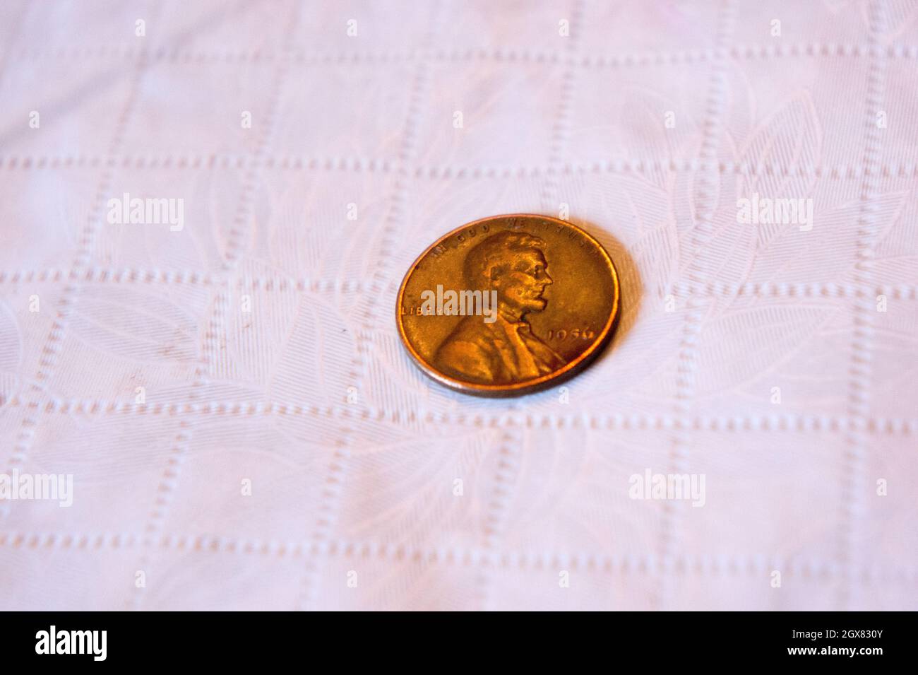 Faccia il lato di un penny Lincoln dagli anni '50. Foto Stock