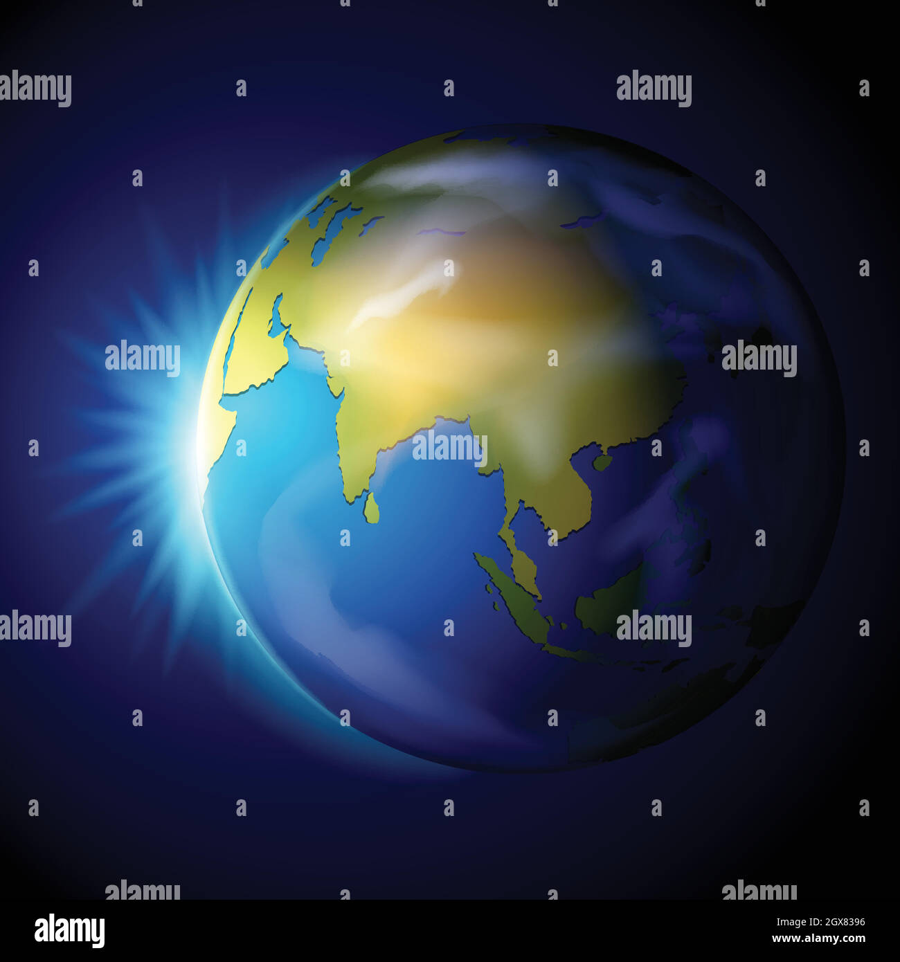 Pianeta Terra su sfondo blu Illustrazione Vettoriale