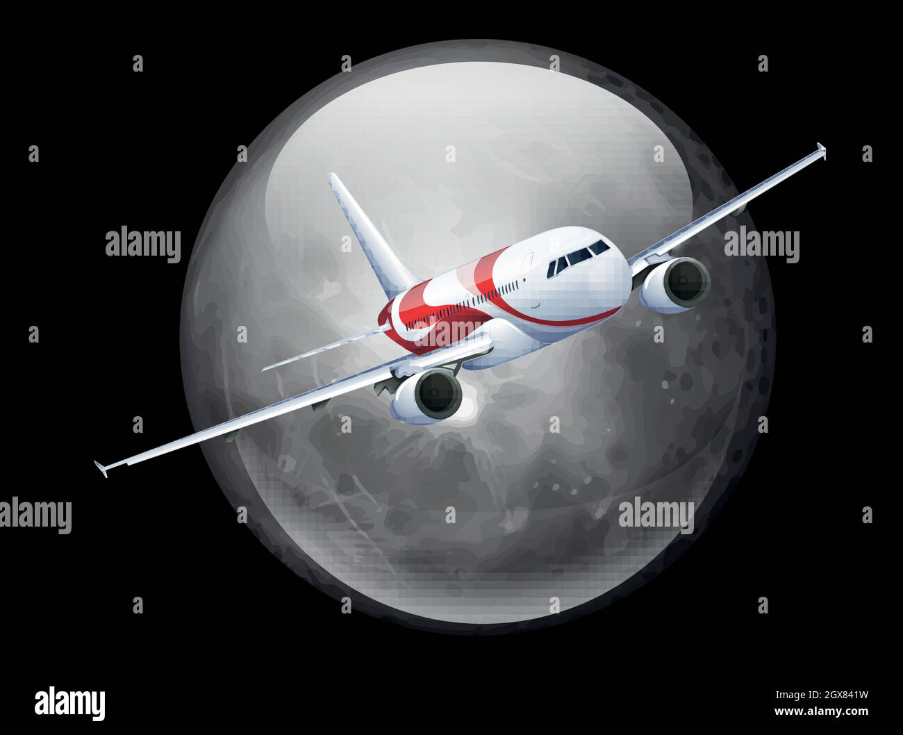 La Luna e l'aereo Illustrazione Vettoriale La Luna e l'aereo Illustrazione Vettoriale