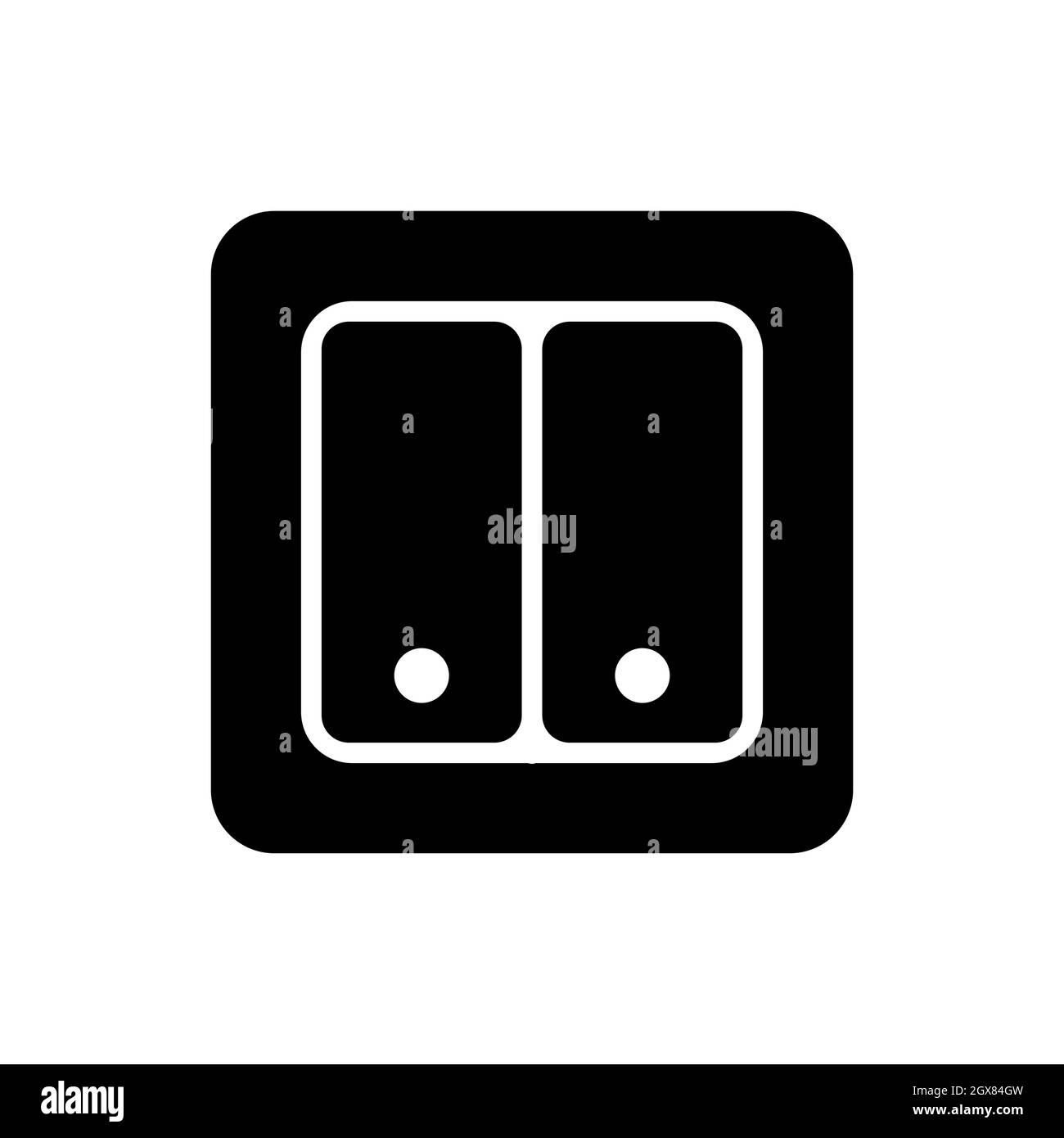 Interruttore elettrico icona a forma di glifo piatto vettoriale a due pulsanti Illustrazione Vettoriale