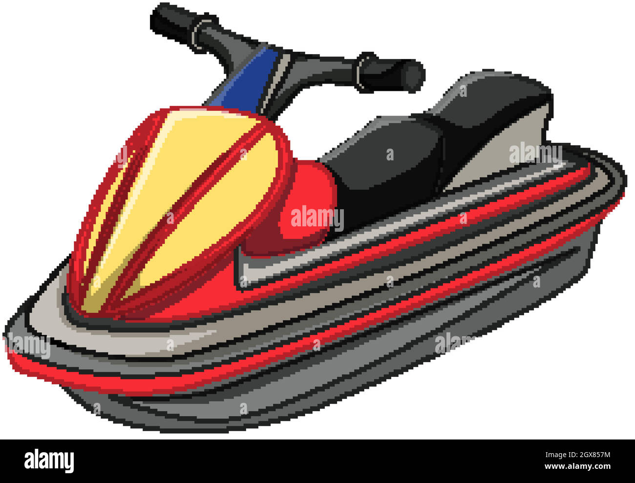 Moto d'acqua o jet boat in stile cartoon isolato su sfondo bianco Illustrazione Vettoriale