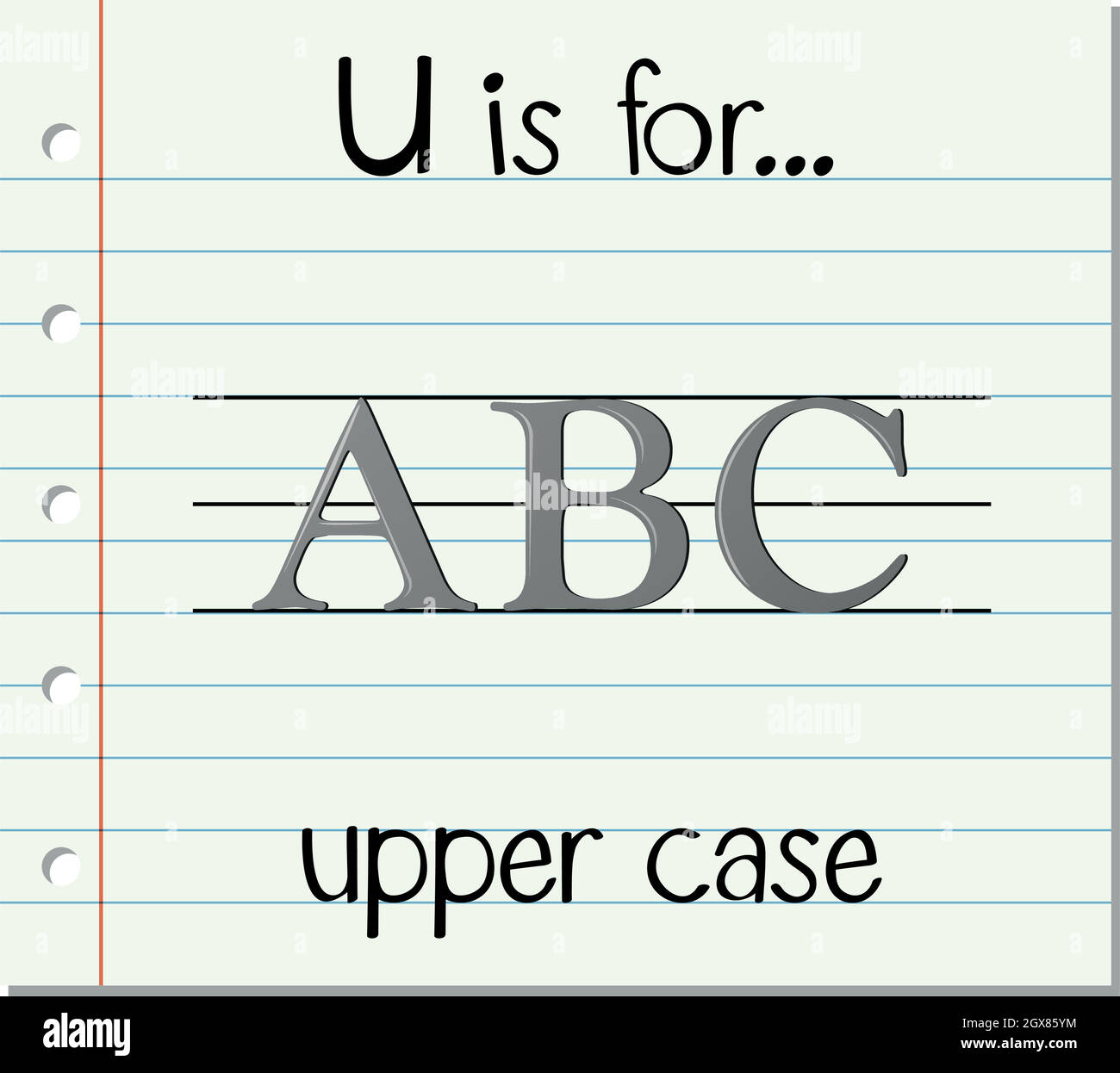 La lettera U della scheda flash è per le lettere maiuscole Illustrazione Vettoriale