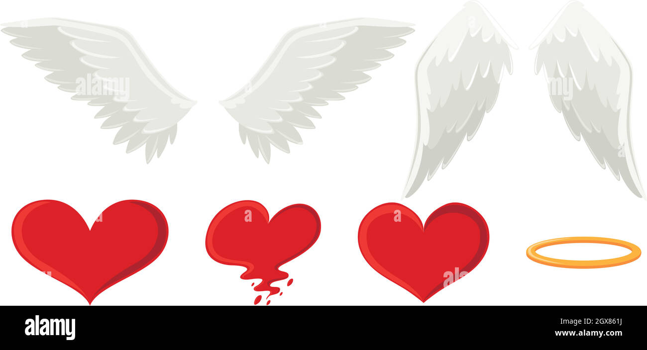 Angel ali e cuore Illustrazione Vettoriale