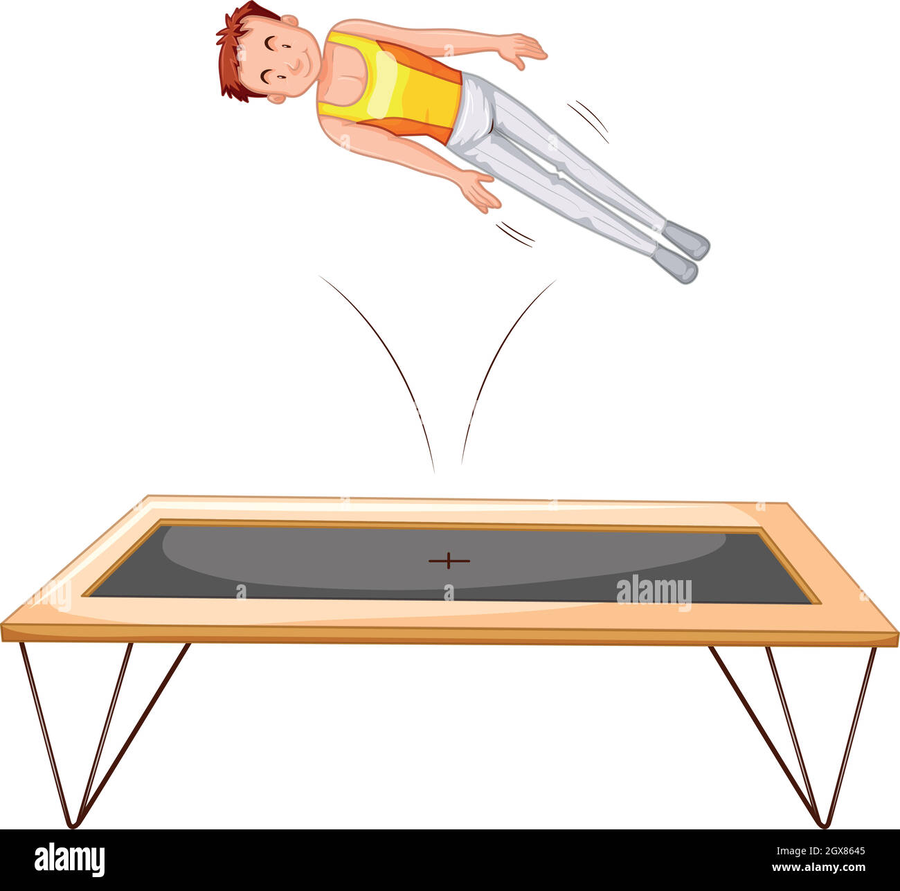 Gymnatist su sfondo bianco trampolino Illustrazione Vettoriale