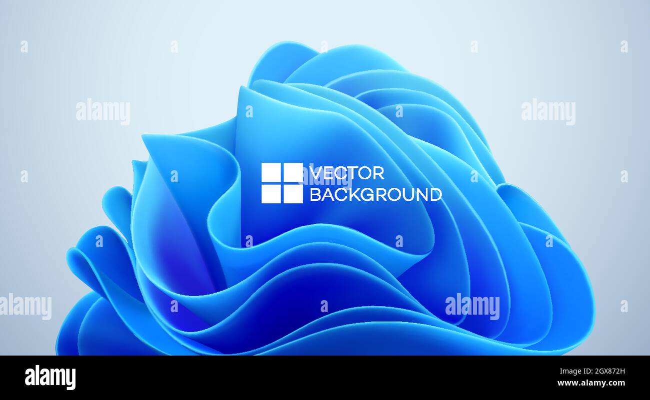 Forme ondulate blu su sfondo nero. 3d trendy sfondo moderno. Forma astratta delle onde blu. Illustrazione vettoriale Illustrazione Vettoriale