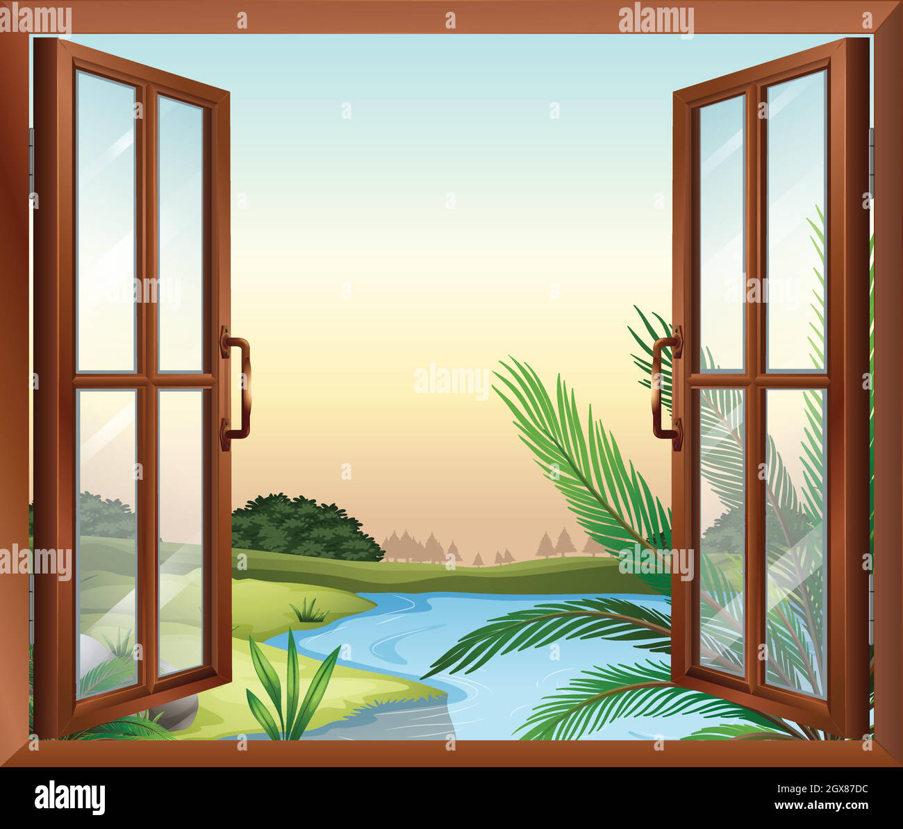Una finestra che si affaccia sulla natura Illustrazione Vettoriale