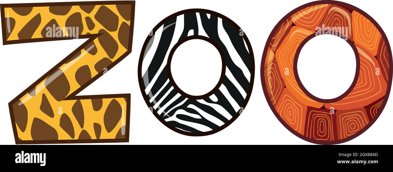 Giardino zoologico di parola con texture differente della pelle animale Illustrazione Vettoriale