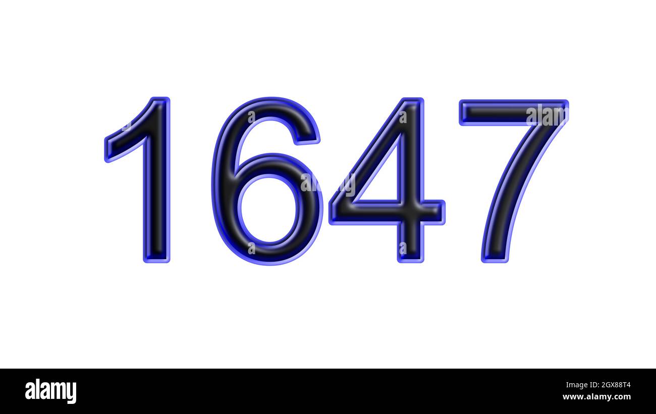 sfondo bianco effetto 3d blu a 1647 numeri Foto Stock
