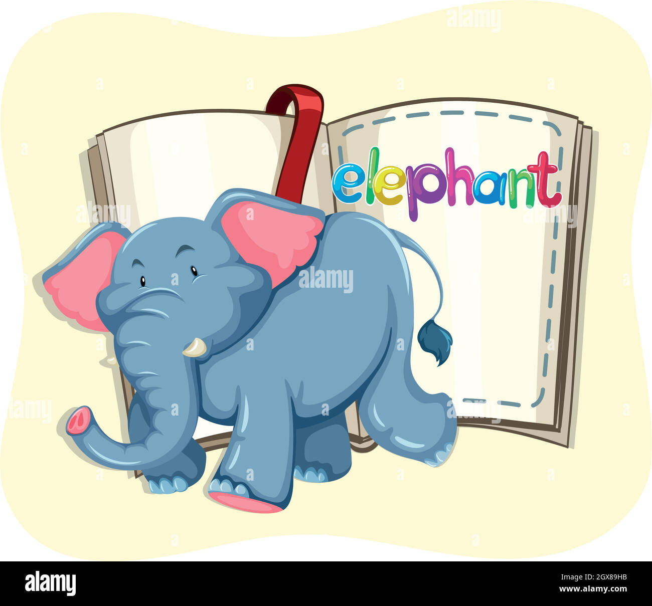 Grande elefante e un libro Illustrazione Vettoriale